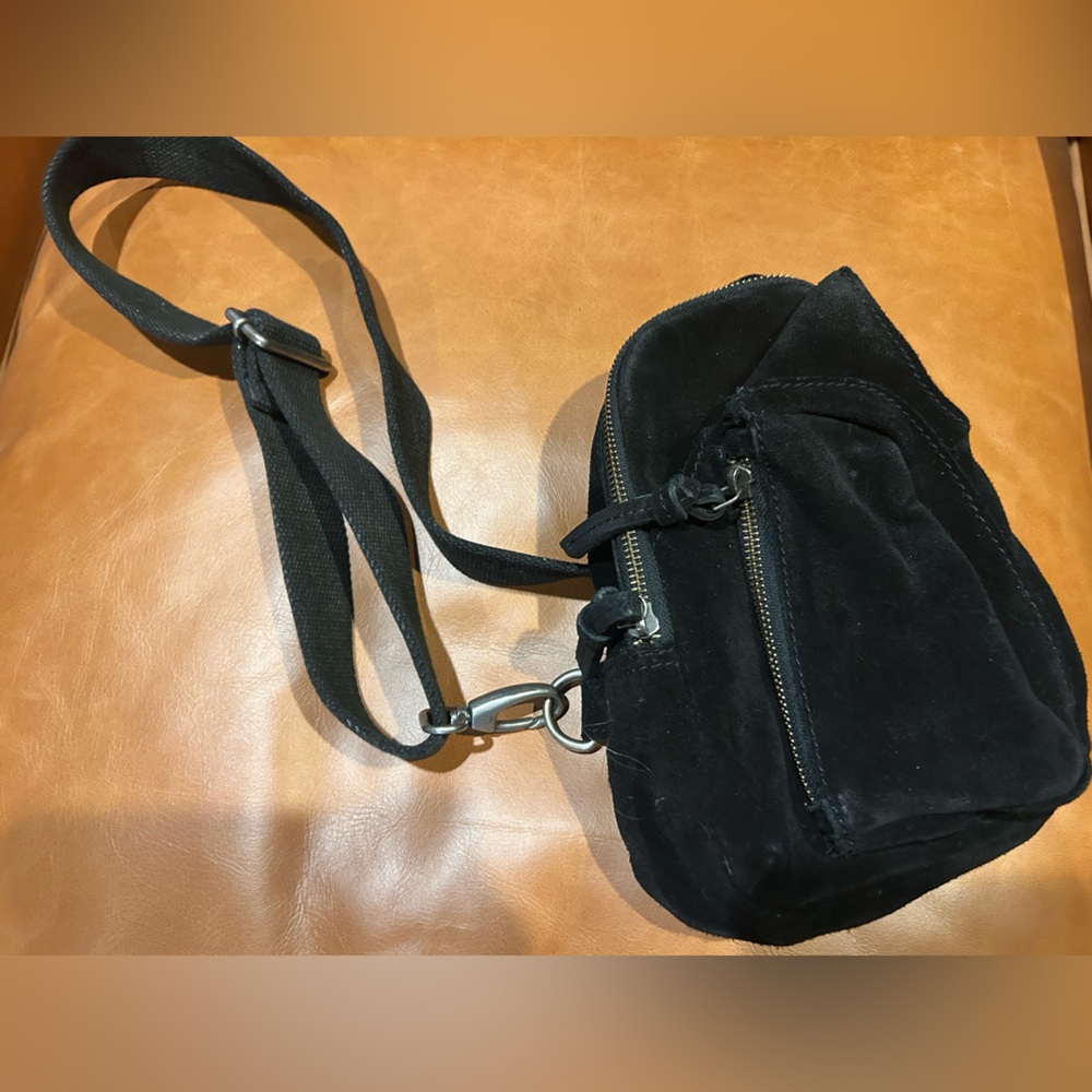 Free People Hudson Leather Black Sling Bag